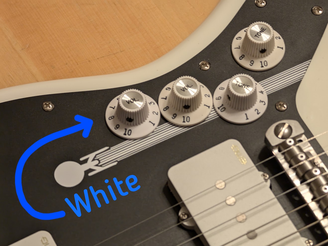 Witch Hat Knob - Solid Shaft w/set screw - White (CORRECT NUMBERING!)