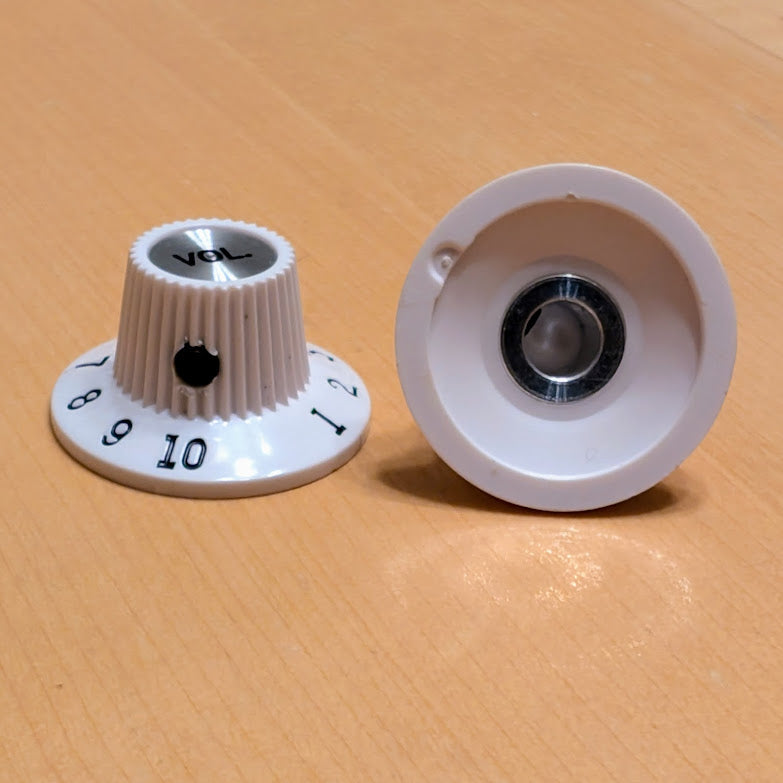 Witch Hat Knob - Solid Shaft w/set screw - White (CORRECT NUMBERING!)