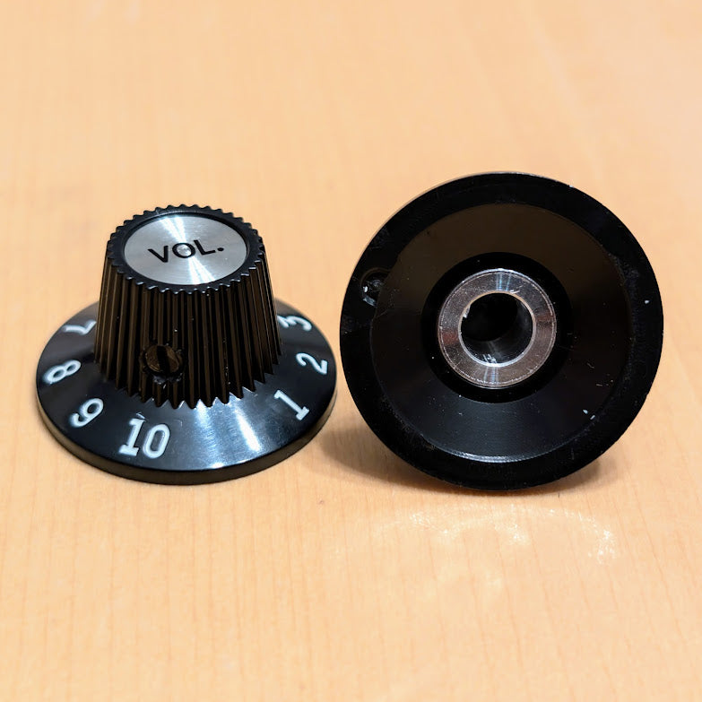 Witch Hat Knob - Solid Shaft w/set screw - Black (CORRECT NUMBERING!)